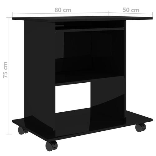 Computerbord 80x50x75 cm spånplade sort højglans