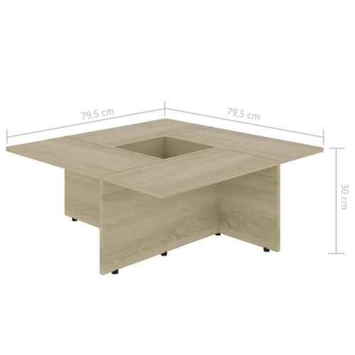 Sofabord 79,5x79,5x30 cm konstrueret træ sonoma-eg