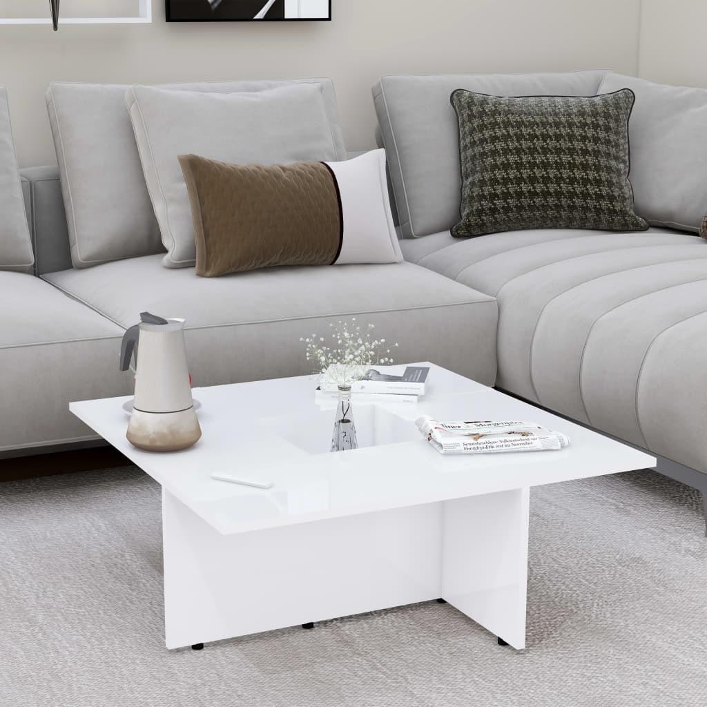 Sofabord 79,5x79,5x30 cm spånplade hvid højglans