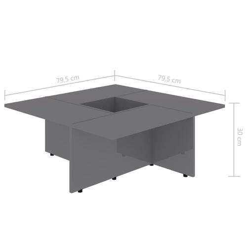 Sofabord 79,5x79,5x30 cm konstrueret træ grå højglans