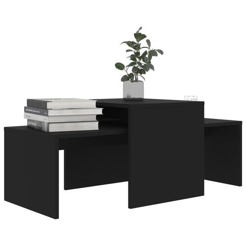 Sofabordssæt 100x48x40 cm konstrueret træ sort