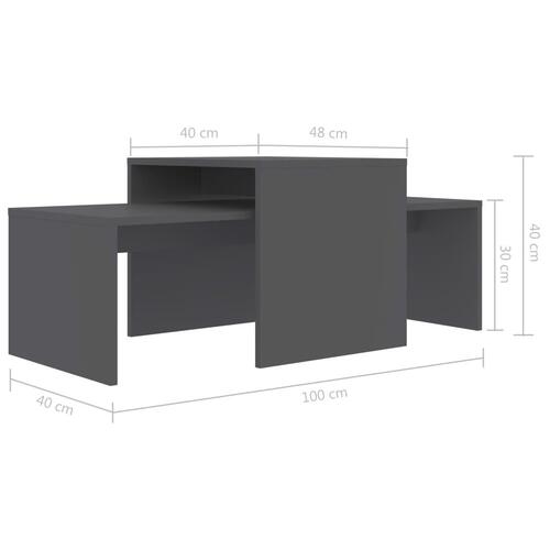 Sofabordssæt 100x48x40 cm spånplade grå