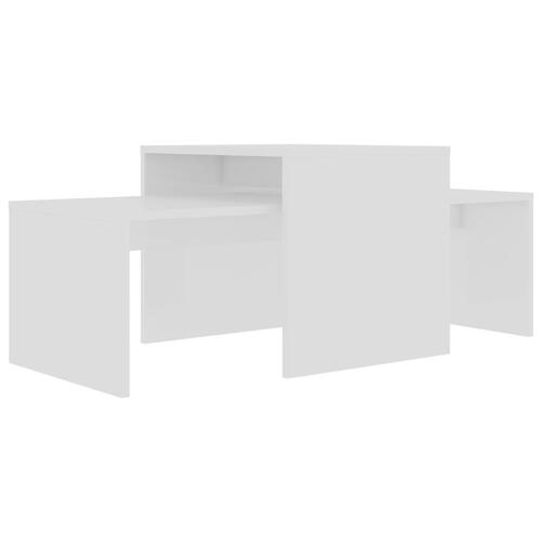 Sofabordssæt 100x48x40 cm konstrueret træ hvid højglans