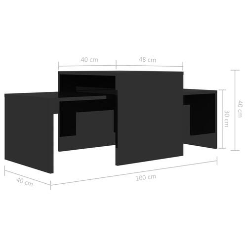 Sofabordssæt 100x48x40 cm spånplade sort højglans
