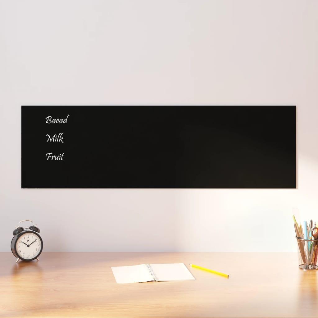 Væghængt magnettavle 100x30 cm hærdet glas sort