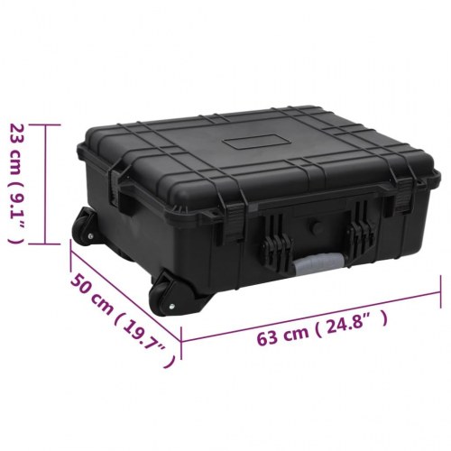 Flightcase med hjul 63×50×23 cm - PP/ABS, sort
