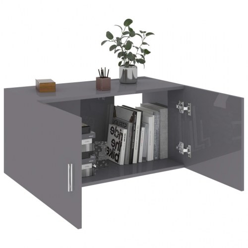 Væghængt skab 80x39x40 cm konstrueret træ grå højglans