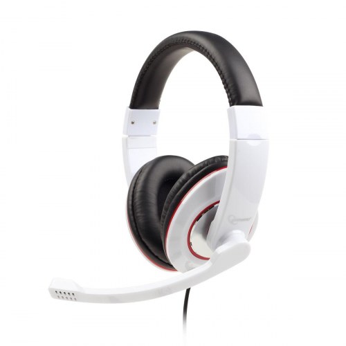 Gaming headset med mikrofon GEMBIRD MHS-001-GW - hvid/sort, 3,5 mm