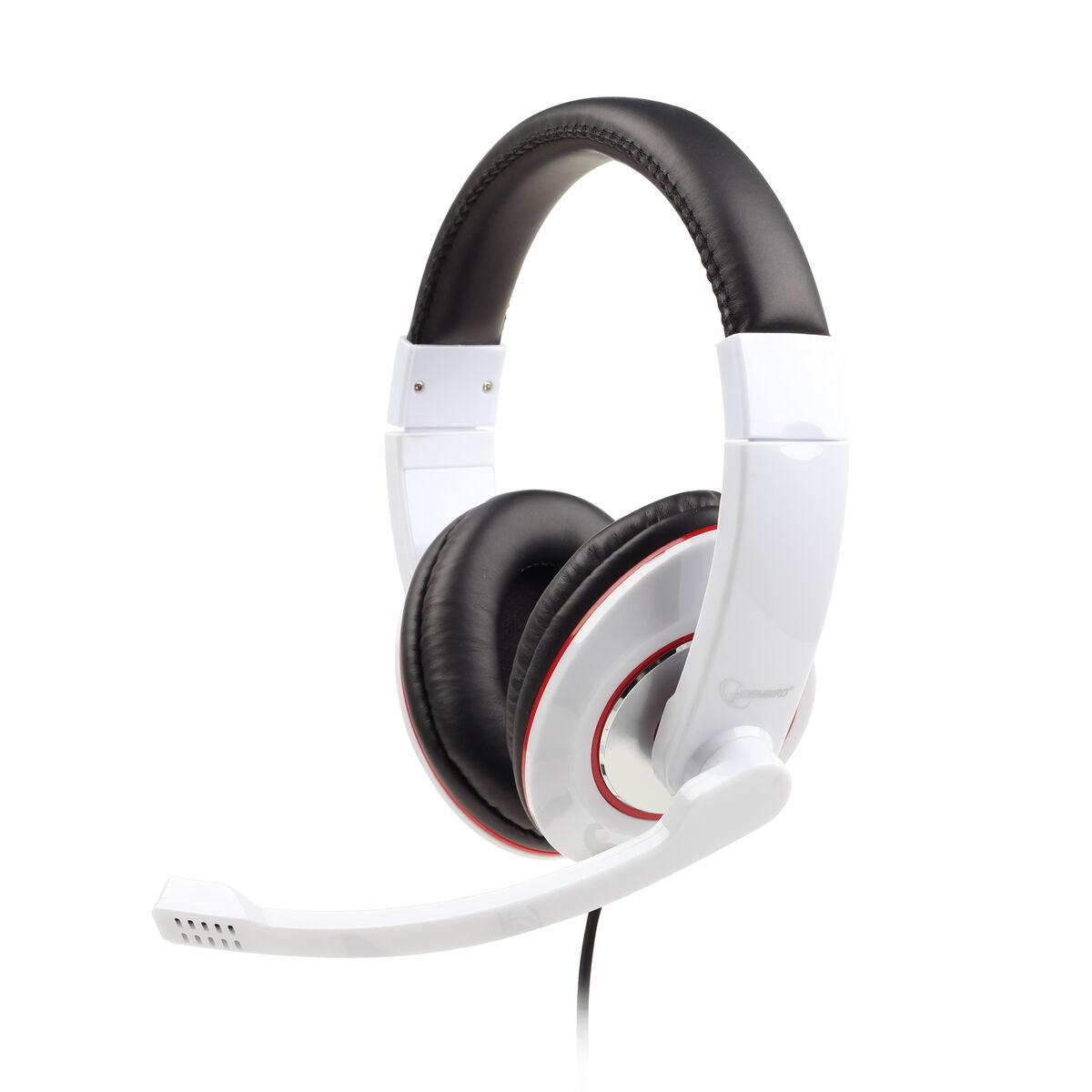 Gaming headset med mikrofon GEMBIRD MHS-001-GW - hvid/sort, 3,5 mm