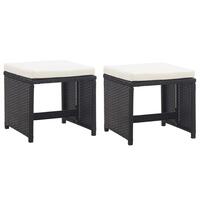 Havetaburetter 2 stk. med hynder polyrattan sort