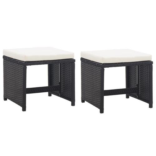 Havetaburetter 2 stk. med hynder polyrattan sort