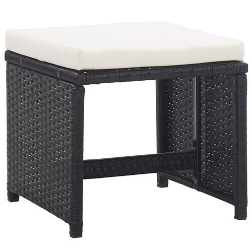 Havetaburetter 2 stk. med hynder polyrattan sort