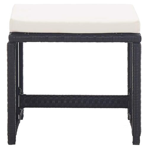 Havetaburetter 2 stk. med hynder polyrattan sort