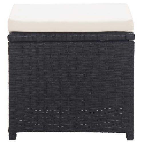 Havetaburetter 2 stk. med hynder polyrattan sort