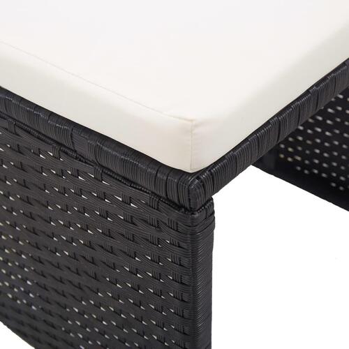 Havetaburetter 2 stk. med hynder polyrattan sort