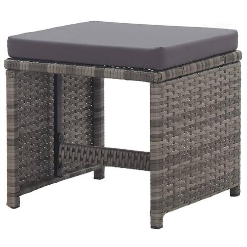 Havetaburetter 2 stk. med hynder polyrattan antracitgrå