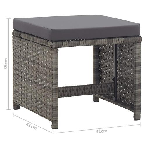 Havetaburetter 2 stk. med hynder polyrattan antracitgrå