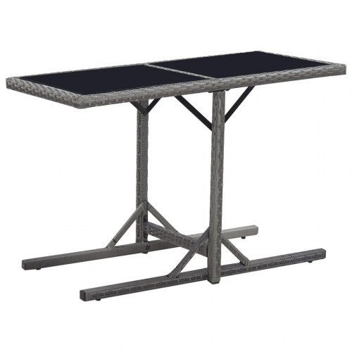 Havebord 110 × 53 × 72 cm - sort polyrattan med glasplade