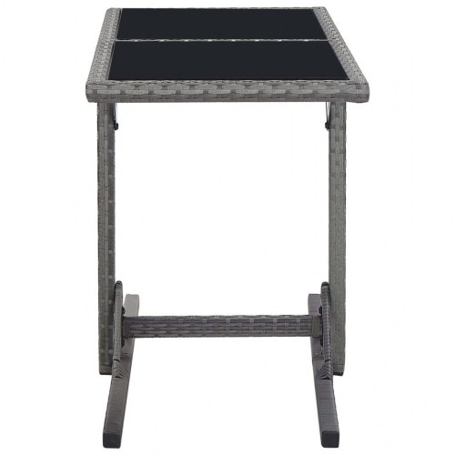 Havebord 110 × 53 × 72 cm - sort polyrattan med glasplade