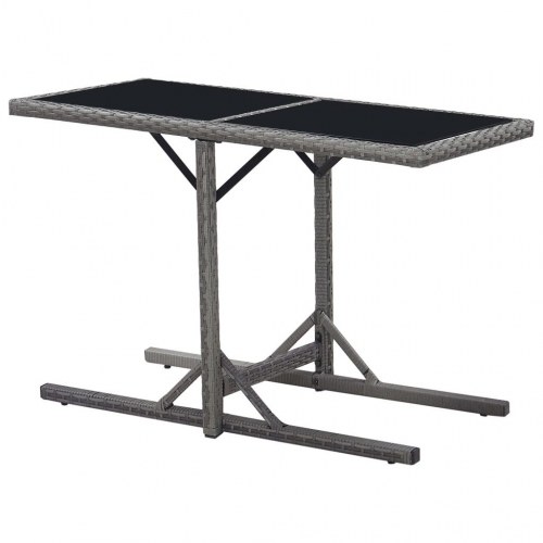 Havebord 110 × 53 × 72 cm - sort polyrattan med glasplade