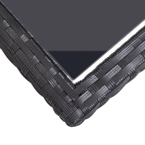 Havebord 110 × 53 × 72 cm - sort polyrattan med glasplade