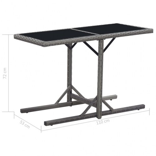 Havebord 110 × 53 × 72 cm - sort polyrattan med glasplade