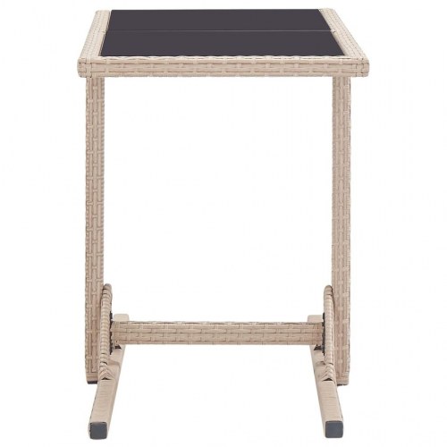 Havebord 110x53x72 cm beige glas og polyrattan