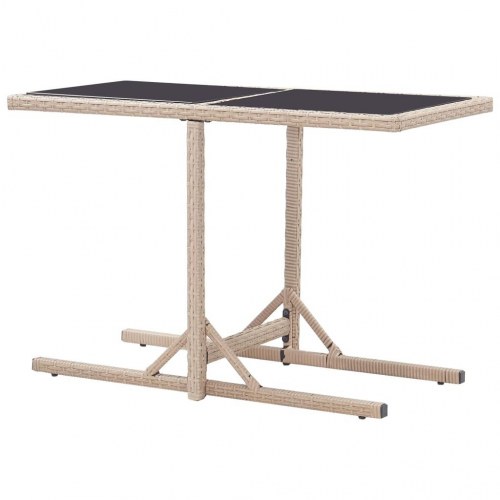 Havebord 110x53x72 cm beige glas og polyrattan