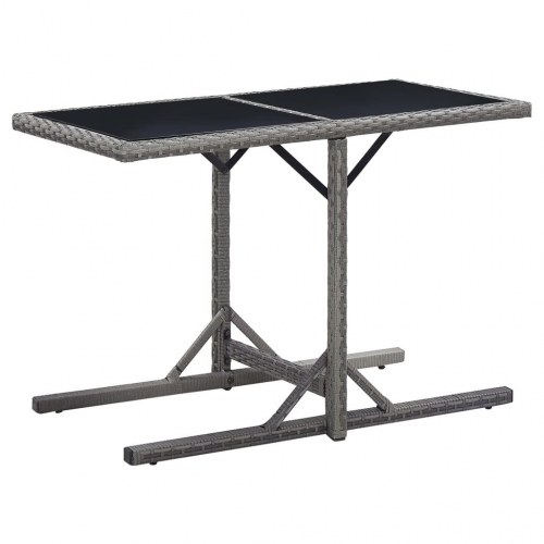 Havebord 110 × 53 × 72 cm - antracitgrå polyrattan med glasplade