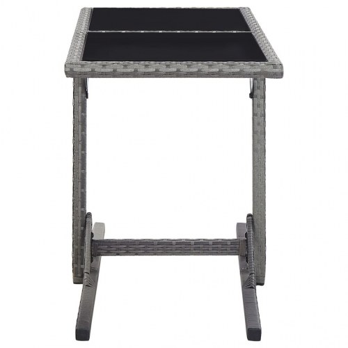 Havebord 110 × 53 × 72 cm - antracitgrå polyrattan med glasplade