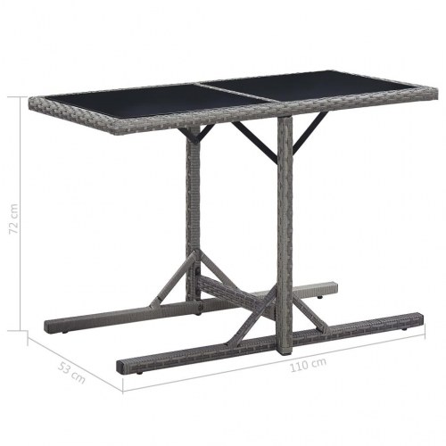 Havebord 110 × 53 × 72 cm - antracitgrå polyrattan med glasplade