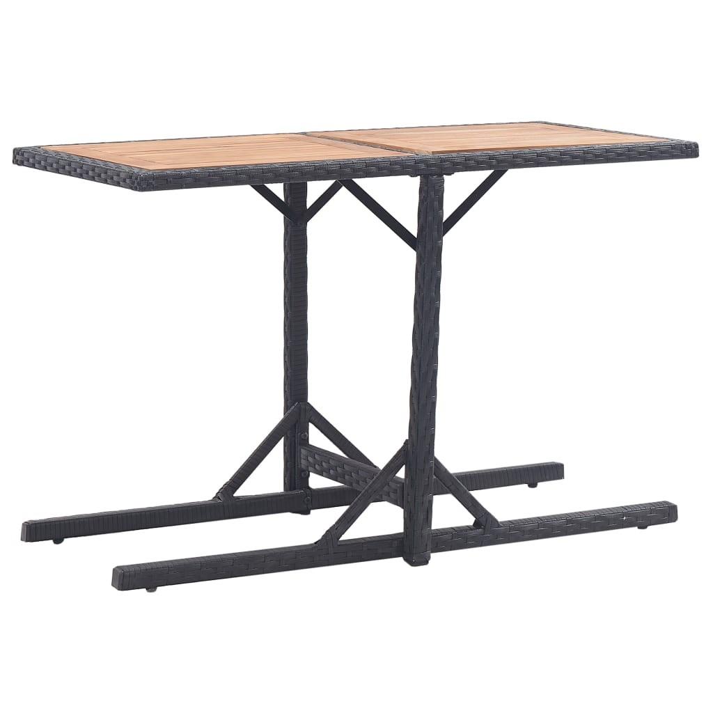 Havebord i massivt akacietræ og sort polyrattan 110 x 53 cm