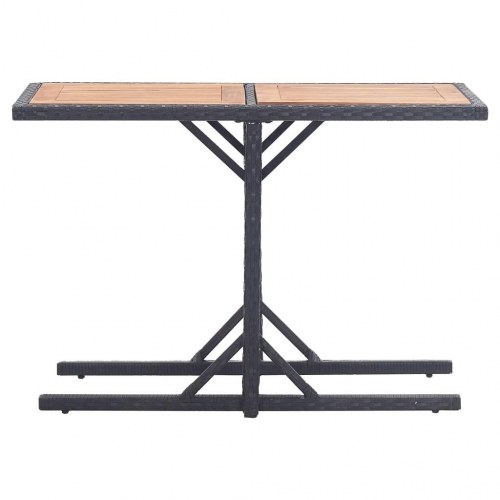 Havebord i massivt akacietræ og sort polyrattan 110 x 53 cm