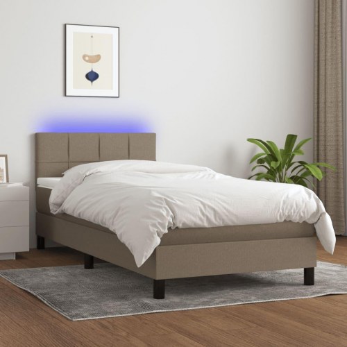 Kontinentalseng med LED-lys 80×200 cm - stof, gråbrun
