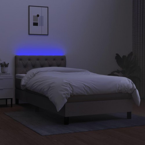 Kontinentalseng med LED-lys 80×200 cm - stof gråbrun