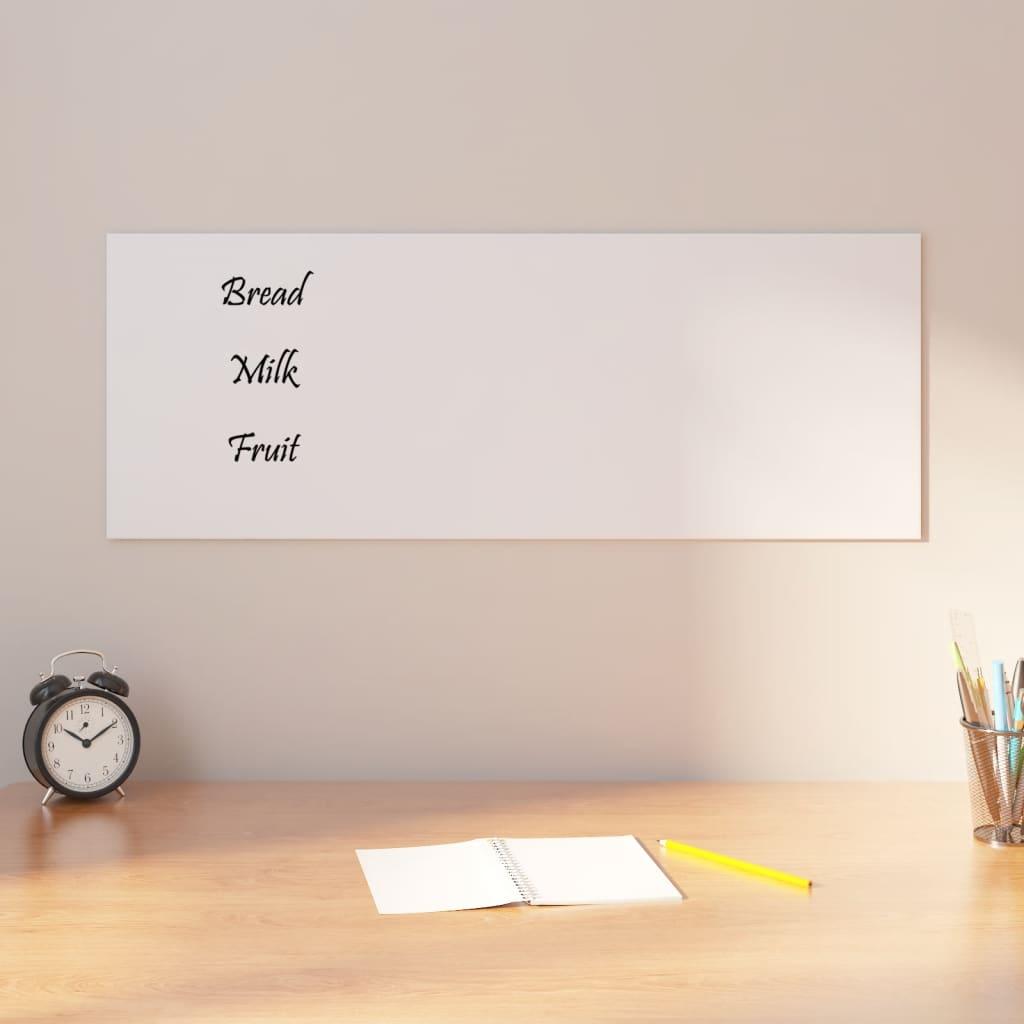 Væghængt magnettavle 80x30 cm hærdet glas hvid