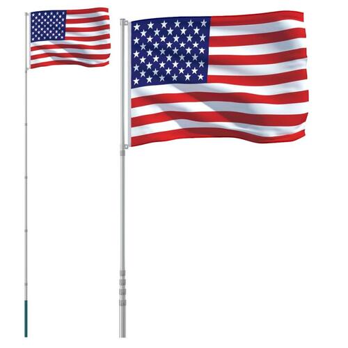 USA flag og flagstang 5,55 m aluminium