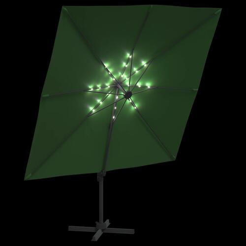 Hængeparasol med LED-lys 400x300 cm grøn