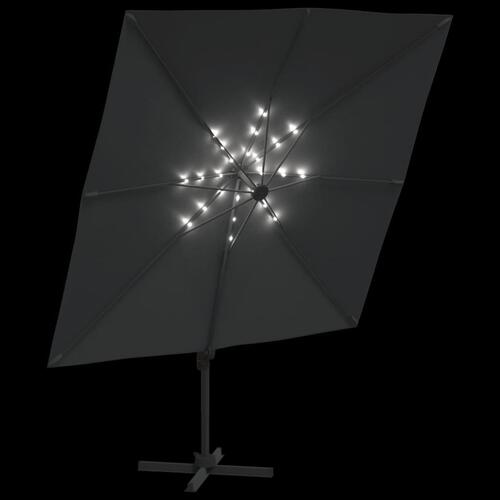 Hængeparasol med LED-lys 400x300 cm antracitgrå