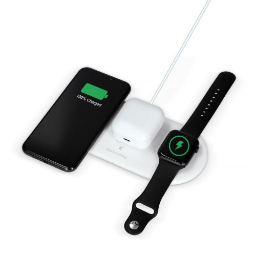 KSIX trådløs oplader - Apple‑compatible, hvid, 15 W