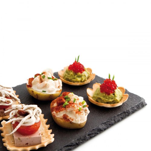 Gastro Fun keramisk serveringsfad m. skifereffekt, sort 22 × 14 cm - 12 stk.
