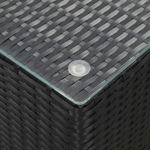 Sidebord med glastop 35x35x52 cm polyrattan sort