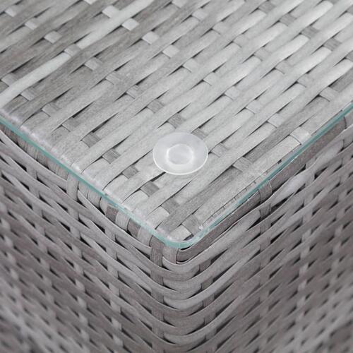 Sidebord med glastop 35x35x52 cm polyrattan grå