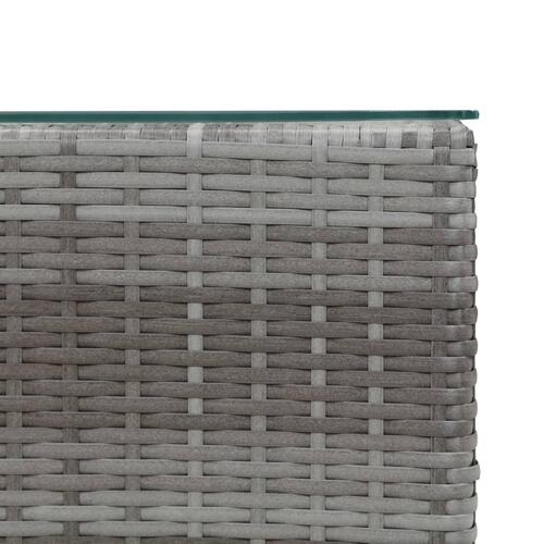 Sidebord med glastop 35x35x52 cm polyrattan grå