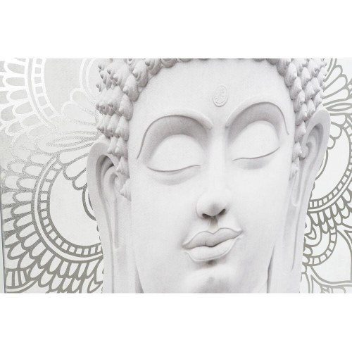 Lærred - Buddha, hvid/sølv, 82,5 × 122,5 cm
