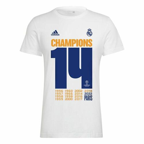 Kortærmet fodboldtrøje til mænd Adidas Real Madrid Champions 2022 S