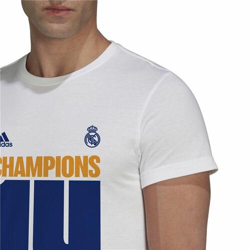 Kortærmet fodboldtrøje til mænd Adidas Real Madrid Champions 2022 S