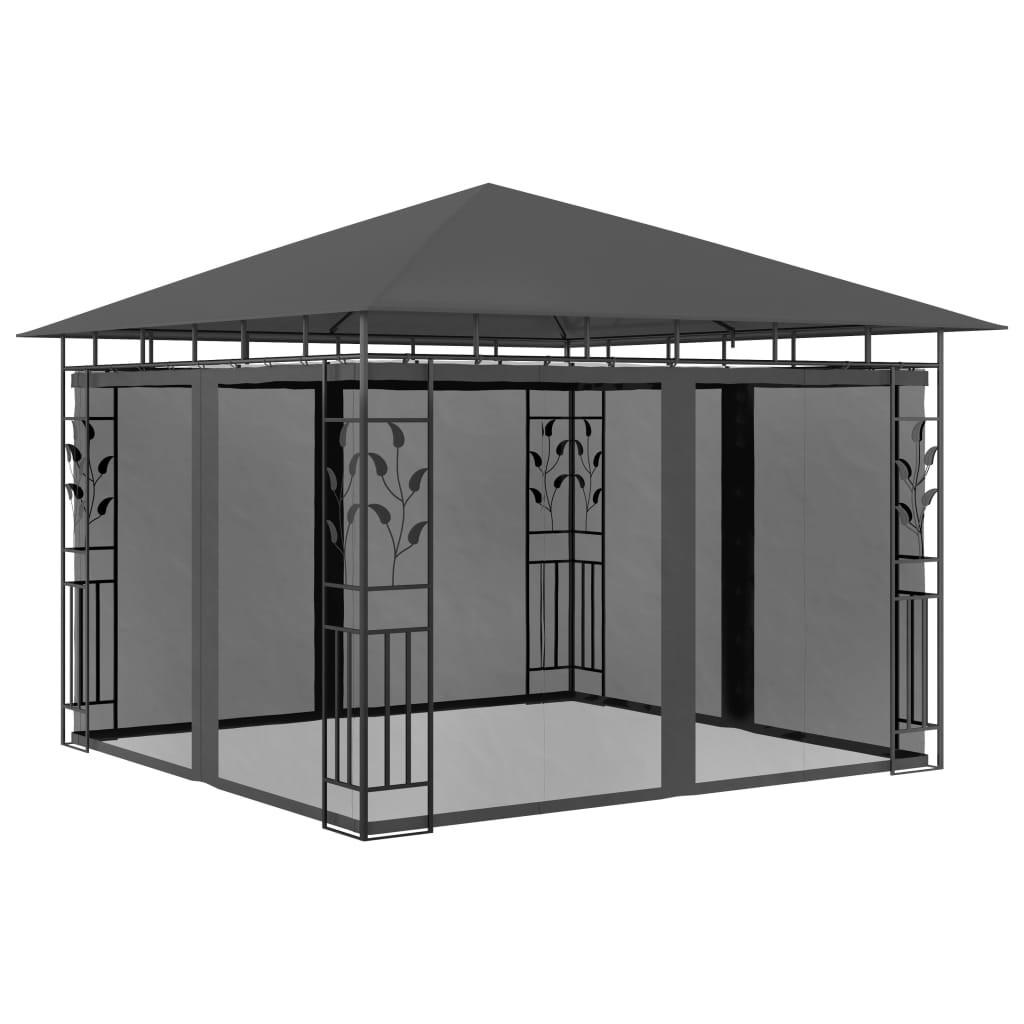 Pavillon med myggenet 3x3x,2,73 m 180 g/m² antracitgrå