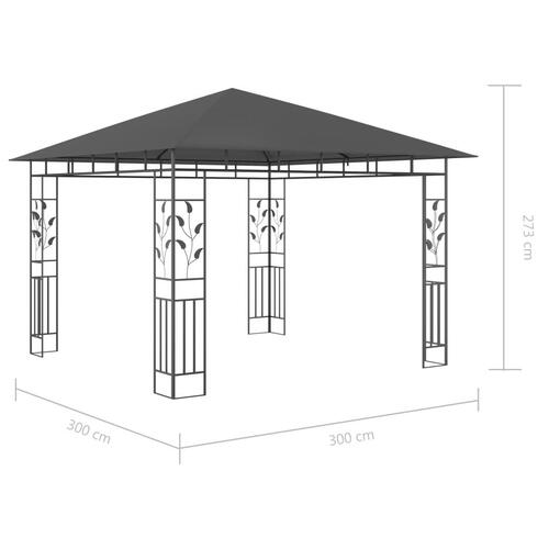 Pavillon med myggenet 3x3x,2,73 m 180 g/m² antracitgrå