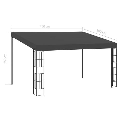 Vægmonteret pavillon 3x4 m stof antracitgrå